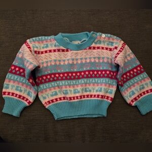 Vintage Mini Togs 12 Month Baby Girl Crew Neck Striped Sweater